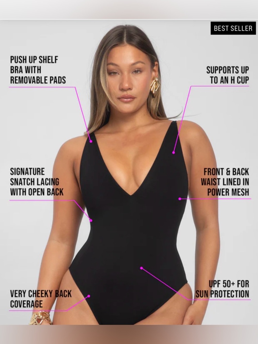 TA3 one piece swimsuit - Brazilian Plungey - Large